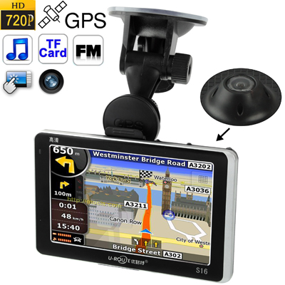 S16 5.0 inch Touch Screen GPS Navigator + HD 720P DVR, 0.3 Mega Pixels Camera, 127 Degree Wide Angle Lens - Click Image to Close